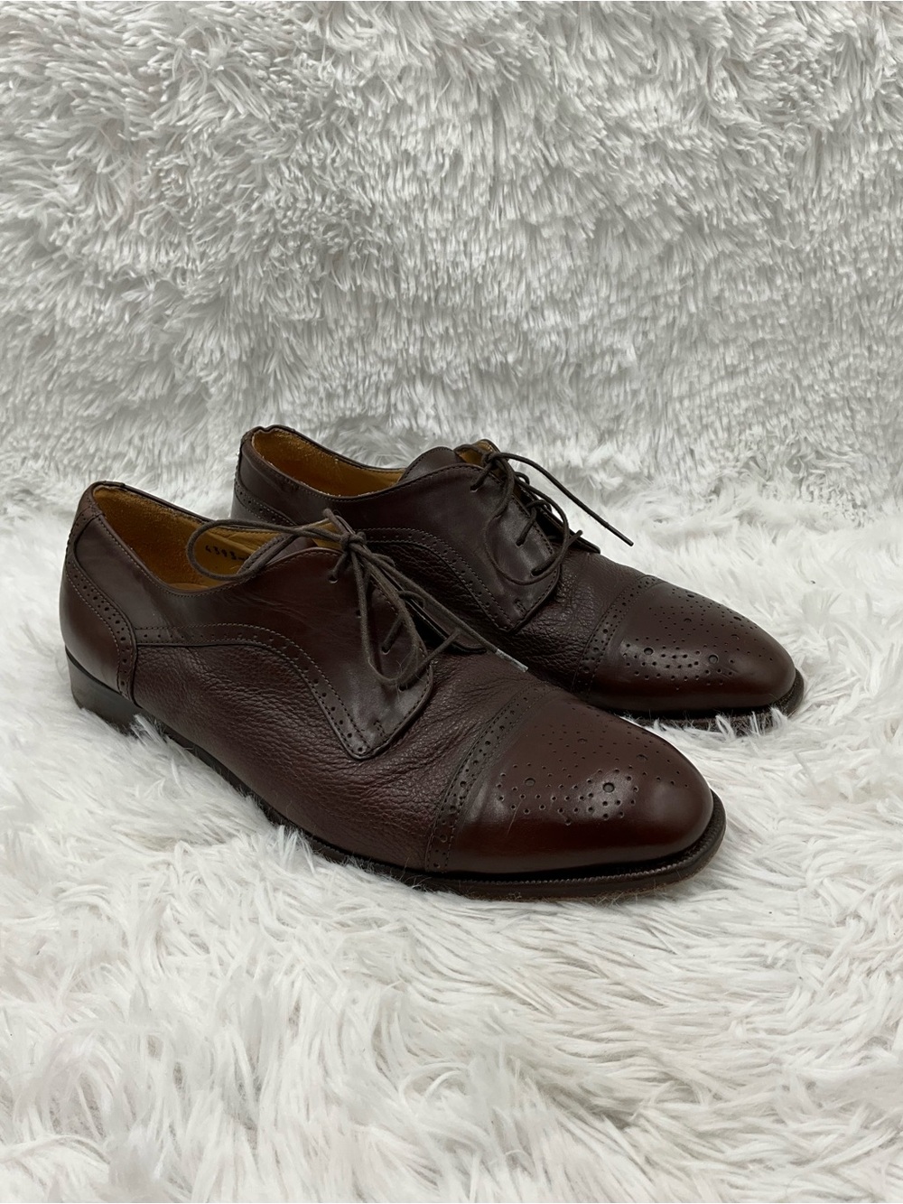 Vito Rufolo Oxford 9.5 Brown Leather Brogue Cap Toe Shoes Made in Italy